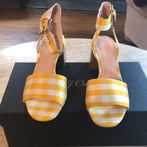 J. Crew Penny ankle-strap sandals yellow gingham Size 9 NIB
